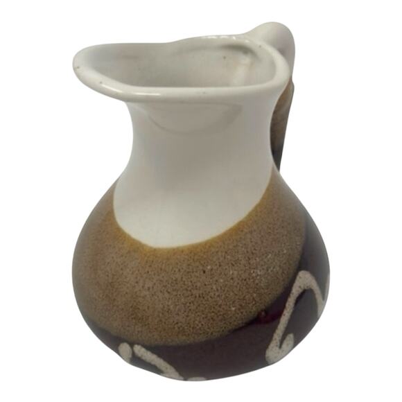 Ceramic Decorative small Pitcher Brown Tan & White - Picture 3 of 7